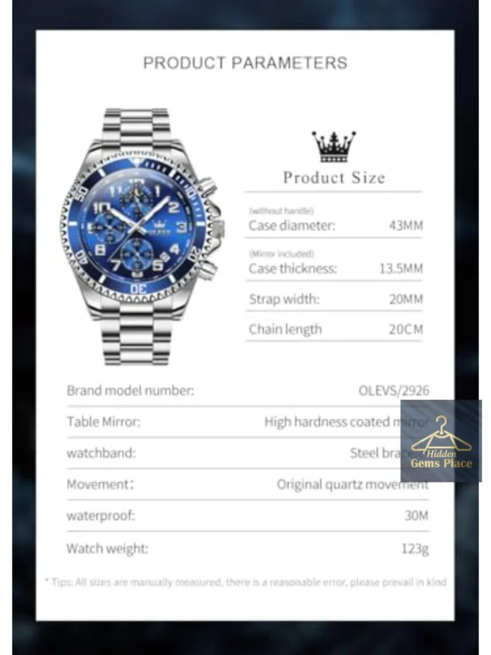 Stainless Steel Men's Analog Watch Waterproof Big Face Quartz Luxury